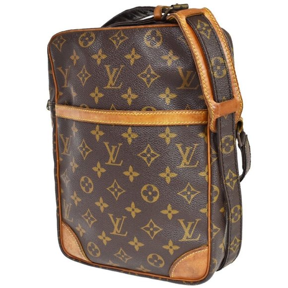 LOUIS VUITTON Logo Danube MM Shoulder Bag Monogram Leather Brown M45264 64FA188 - Picture 1 of 16